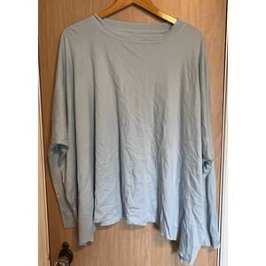 PLANET by Lauren G Pima Cotton Long Sleeve Top Light Blue One Size